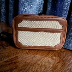 Brown and Cream Men's Bag